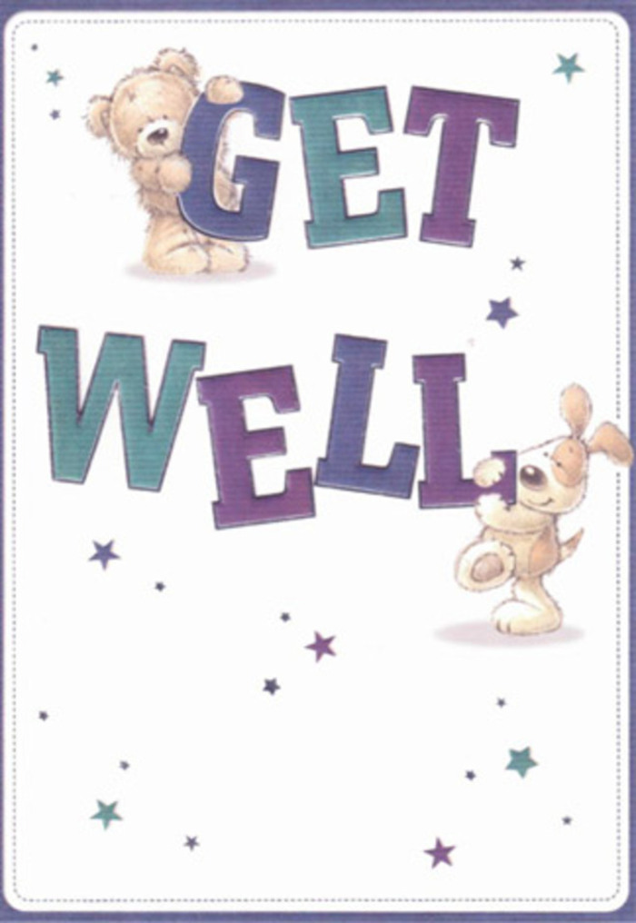 Perfectly echoing the friendly residential charm of Bermondsey, this get well card is a tender celebration of encouragement and gentle care. The illustration brings to life a duo of whimsical friends-a soft, fluffy bear and a floppy-eared pup-sharing smiles as they balance boldly coloured letters spelling out 'GET WELL.' Dancing around them, a constellation of stars appears to cast goodwill through the crisp air, echoing the sparkle of sunlit windows along Grange Road or Southwark Park's open spaces. The card's vibrant purples and aquas give the message a cheerful assurance, grounding the design in positivity much like the presence of colourful flowers atop a neighbour's stoop. There's an almost tangible softness to the textures: you can almost feel the plush fur and velvety puppy ears beneath your fingertips. It calls to mind the comforting ritual of sending both words and flowers to friends and family recuperating nearby. Together, the light, buoyant mood and heartfelt artistry offer the perfect blend of sincerity and joy, sure to lift the surface of any day, and to remind any Bermondsey resident that kindness truly flourishes close to home.